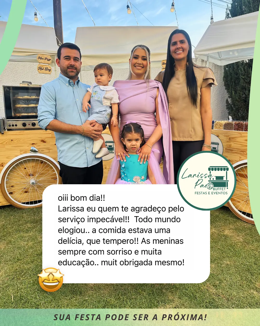 Depoimento de cliente elogiando o serviço impecável