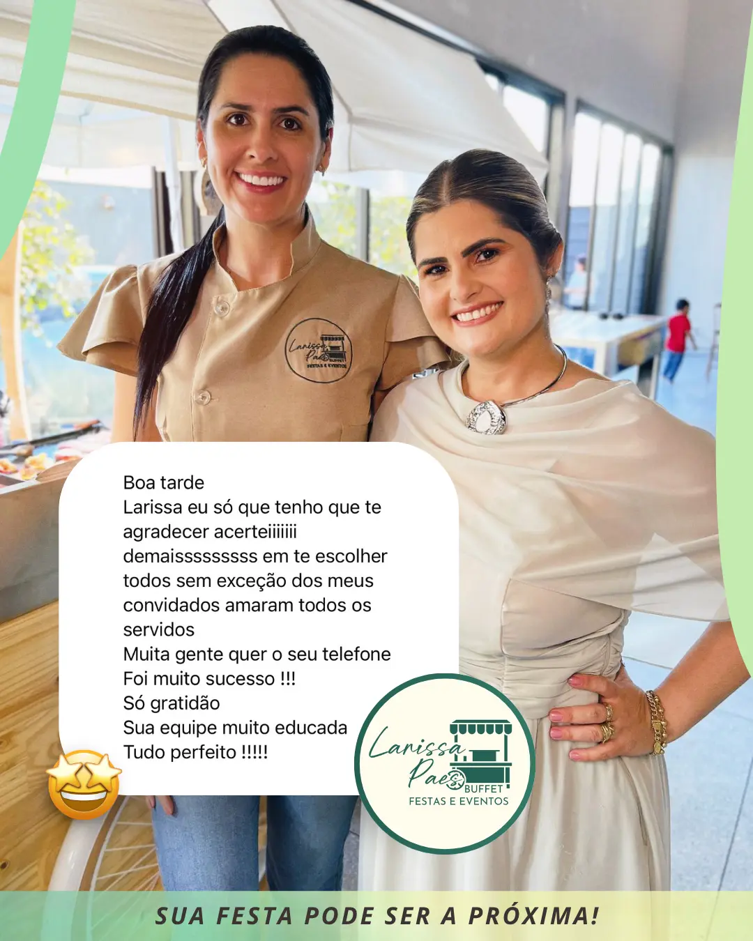 Depoimento de cliente agradecendo o atendimento